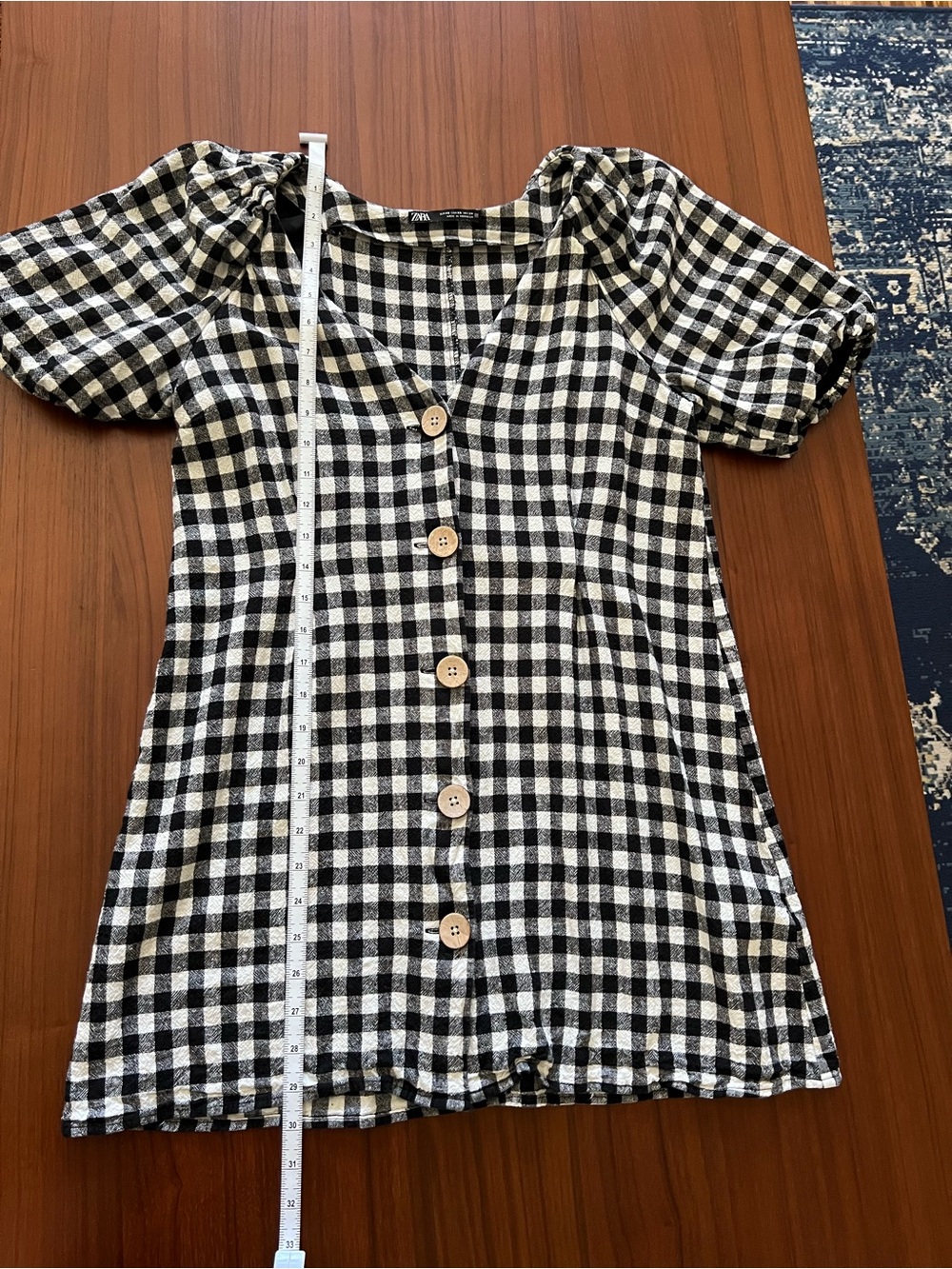 Zara Black and White Gingham Mini Dress XS